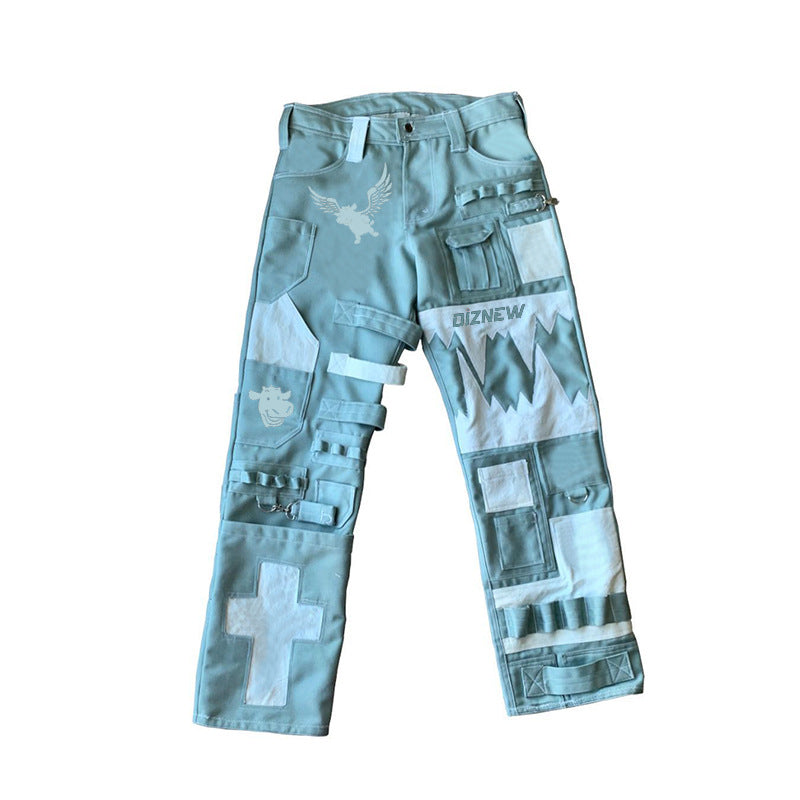 Wholesale Custom American Ins Jeans Men's Loose Straight Multi-Pocket Cargo Pants