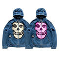 Custom Wholesale Denim Hoodie Heavy Washed Printed Thick Men's European and American Trendy Brand Sweatshirt