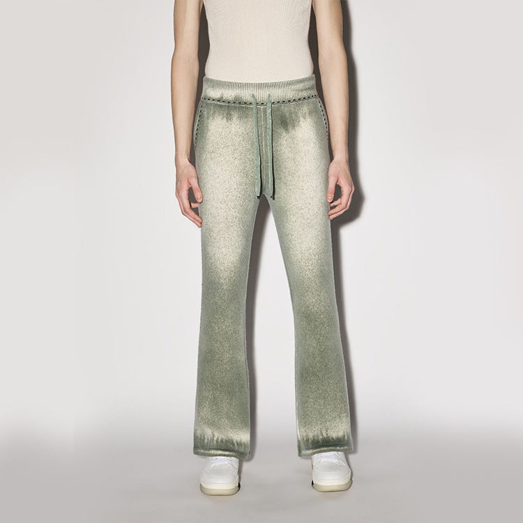 European and American Style 2026 New Avocado Green Gradient Casual Pants High Waist Elastic Straight Slim Pants for Women