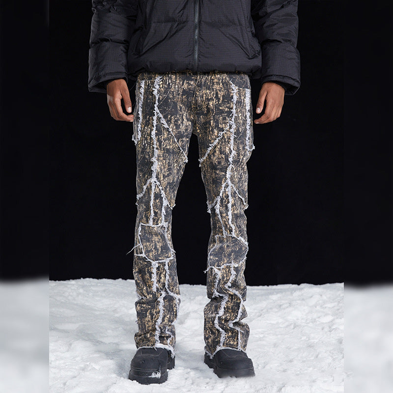 Stretch Jeans for Men Korean Style Slim Fit Pants Trendy Men's Spring and Autumn Summer Printed Pants