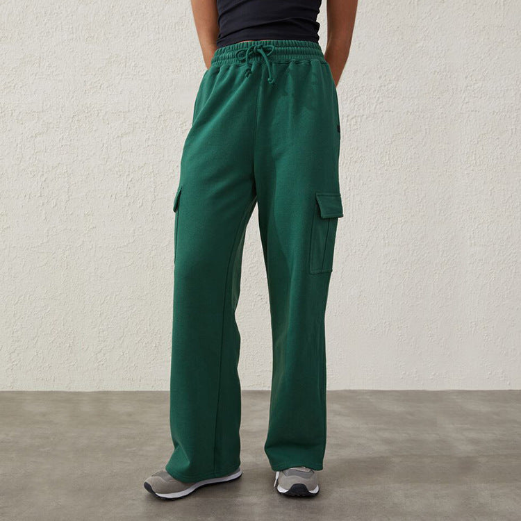 Factory Customized American Workwear Casual Pants for Women 2026 Spring & Fall New High-Waisted Drawstring Loose Slimming Look Sports Pants