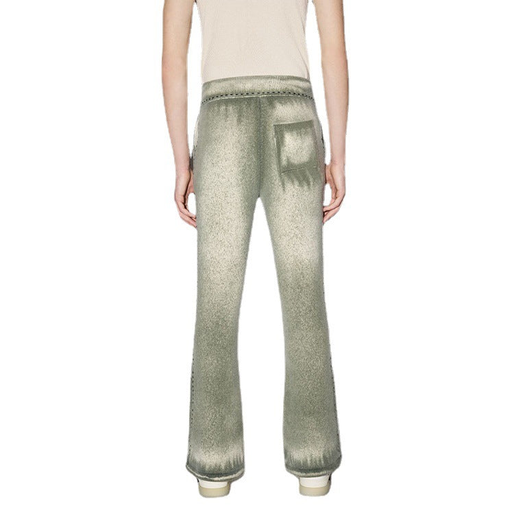 European and American Style 2026 New Avocado Green Gradient Casual Pants High Waist Elastic Straight Slim Pants for Women