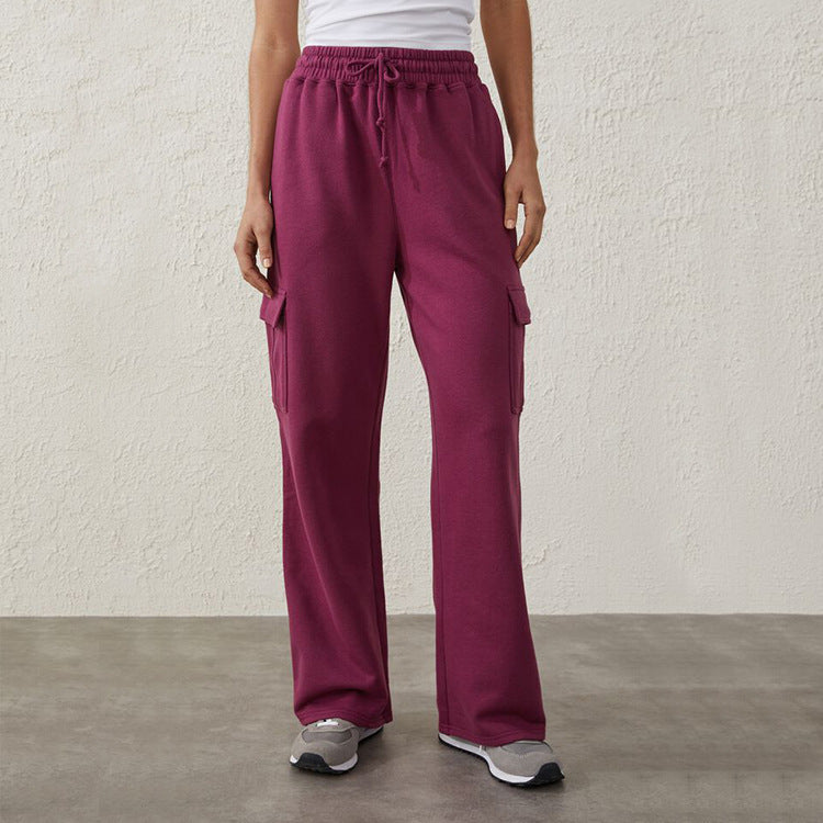 Factory Direct Sales High Waist Wide Leg Drawstring Casual Pants 2026 New Spring & Fall Loose Slimming Look Sports Pants for Women