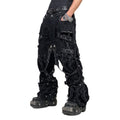 Heavy Craftsmanship Dune Wasteland Style Multi-Zip Multi-Pocket Loose Straight-Leg Flared Cargo Jeans