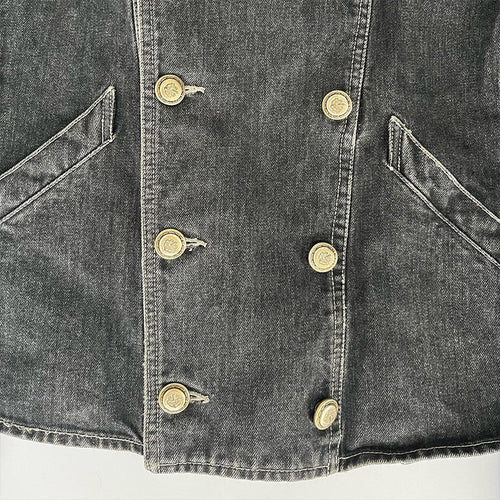 Double-Breasted Oversize Wide Jacket Long-Sleeved Denim Jacket Spring & Fall American Work Jacket
