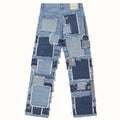 American Retro Hip-Hop Patchwork Deconstructed Washed Stacked Youth High Street Elastic Flared Jeans