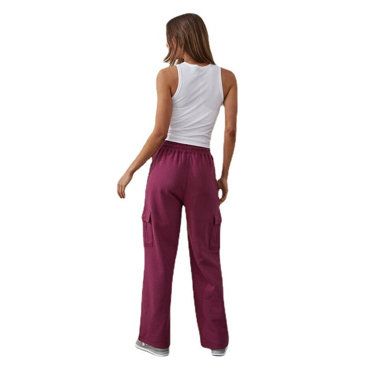 Factory Direct Sales High Waist Wide Leg Drawstring Casual Pants 2026 New Spring & Fall Loose Slimming Look Sports Pants for Women