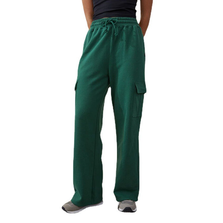 Factory Customized American Workwear Casual Pants for Women 2026 Spring & Fall New High-Waisted Drawstring Loose Slimming Look Sports Pants