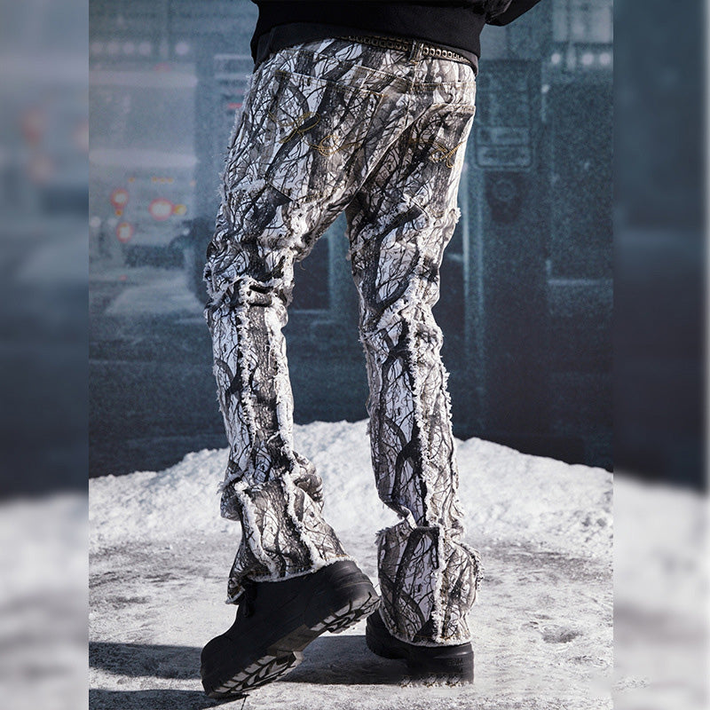 Stretch Jeans for Men Korean Style Slim Fit Pants Trendy Men's Spring and Autumn Summer Printed Pants