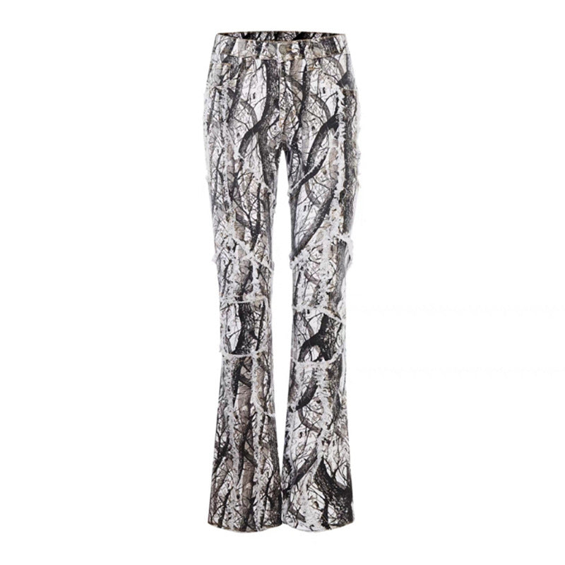 Stretch Jeans for Men Korean Style Slim Fit Pants Trendy Men's Spring and Autumn Summer Printed Pants