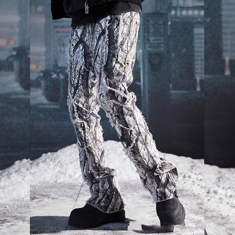 Stretch Jeans for Men Korean Style Slim Fit Pants Trendy Men's Spring and Autumn Summer Printed Pants