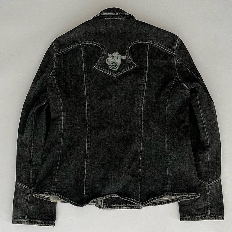 Double-Breasted Oversize Wide Jacket Long-Sleeved Denim Jacket Spring & Fall American Work Jacket